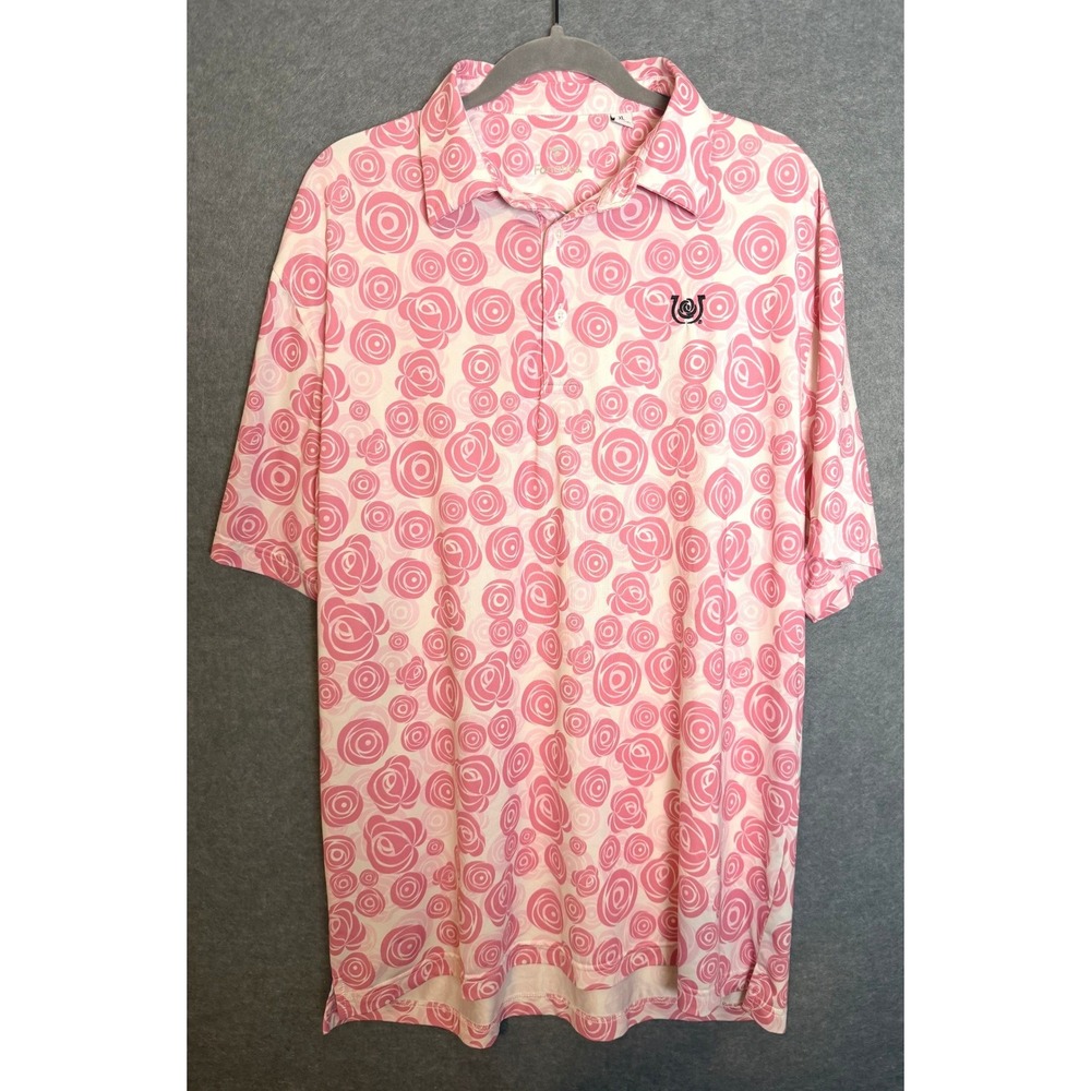 Polo Statement Shirt XL Pink Floral‎ Rose Swirl Fanatics Kentucky Derby Golfing